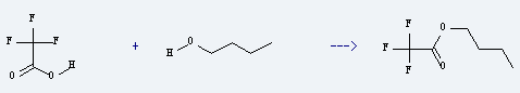 Acetic acid,2,2,2-trifluoro-, butyl ester is prepared by reaction of Trifluoroacetic acid with Butan-1-ol